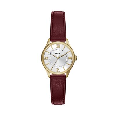Red for Gilmore 28 mm Three-Hand Navy Leather Watch