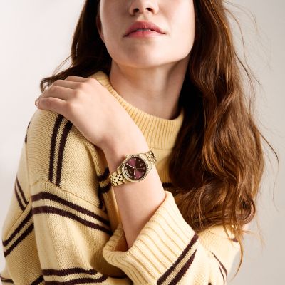 Scarlette 34mm Three-Hand Day-Date Gold-Tone Stainless Steel Watch