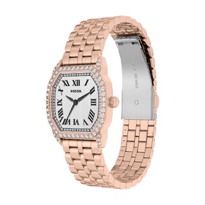 Harlow 27mm Three-Hand Rose Gold-Tone Stainless Steel Watch