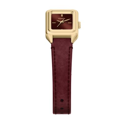 Raquel 18mm Three-Hand Red Leather Watch