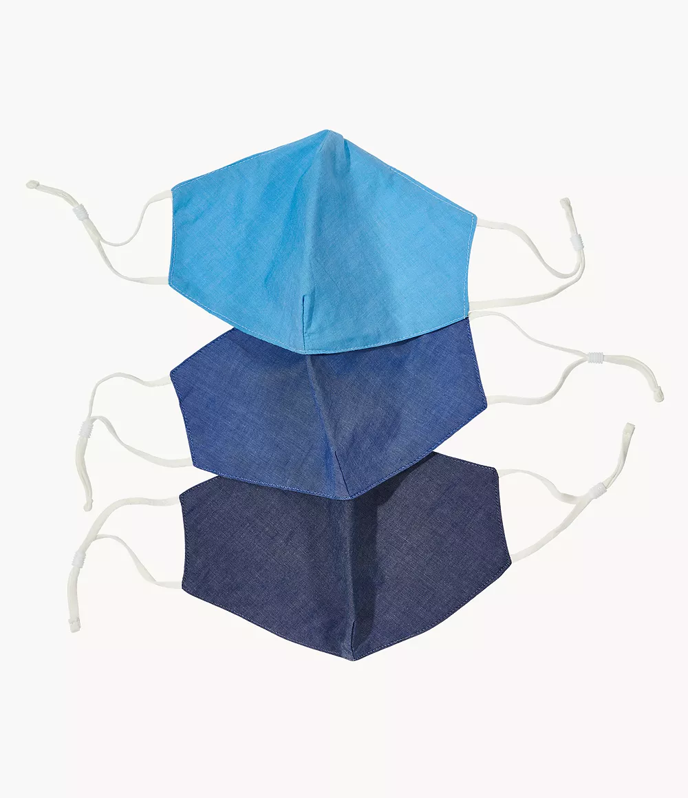 Fossil Combinaison Lot de 3 masques unisexes unis -Bleu