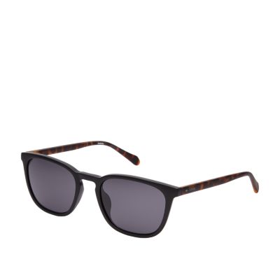 Rectangular-frame sunglasses in black injection