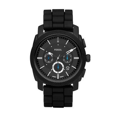 Machine Chronograph Black Silicone Watch FS4487 Fossil