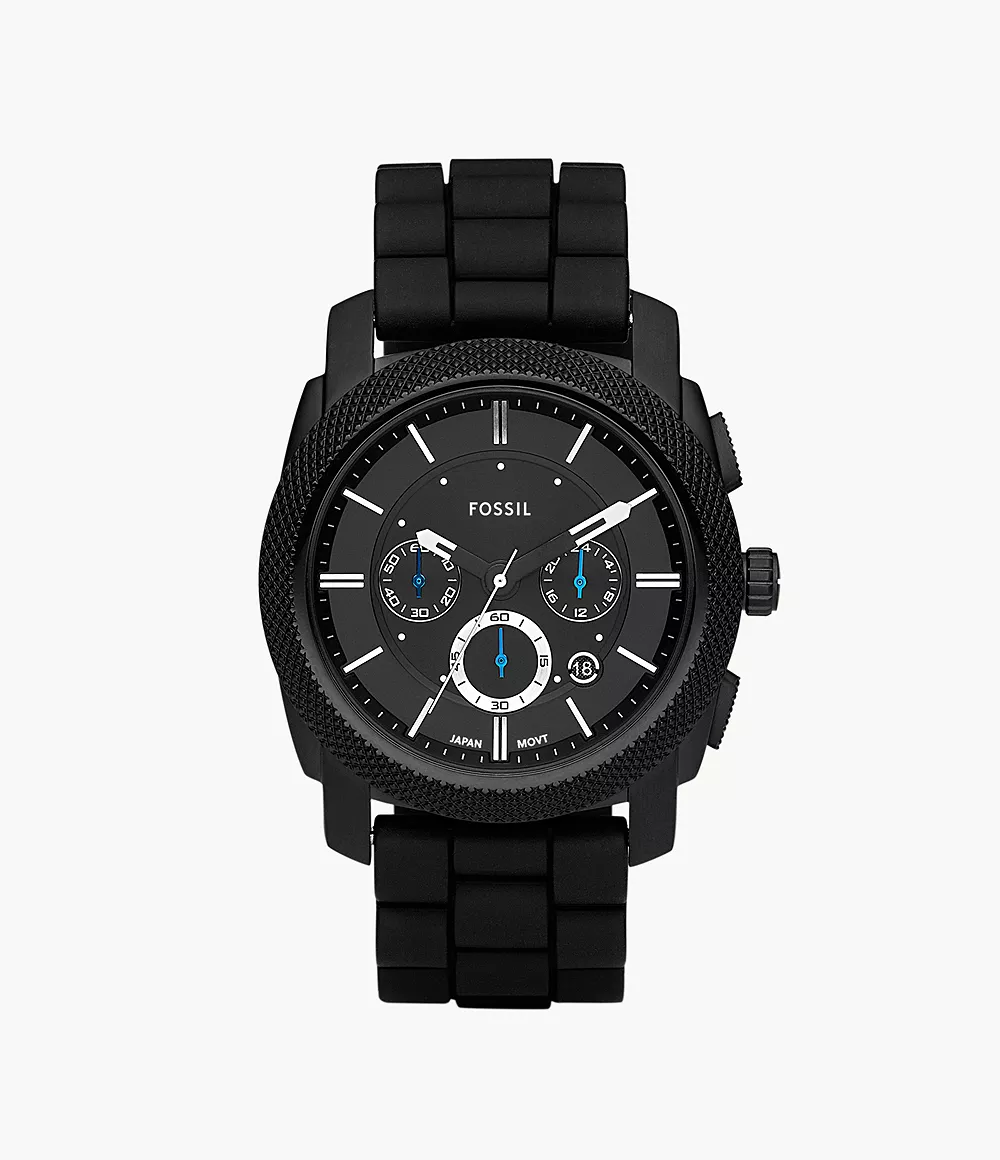 Machine Chronograph Black Silicone Watch
