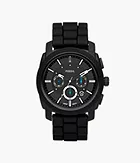 Machine Chronograph Black Silicone Watch