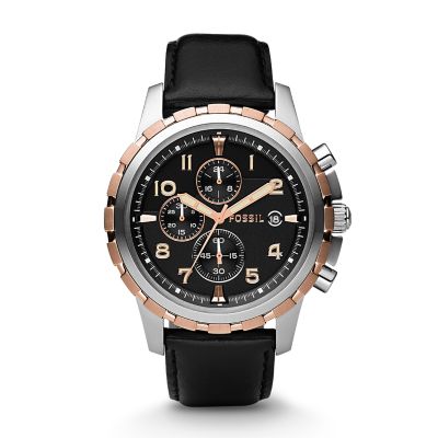 Dean Chronograph Black Leather Watch