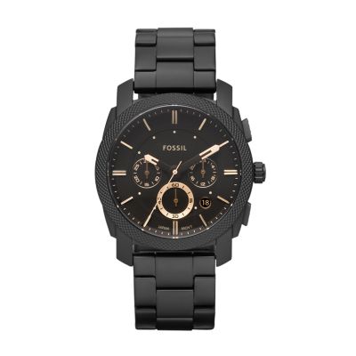 Machine Mid-Size Chronograph Black Stainless Steel Watch - FS4682 - Fossil