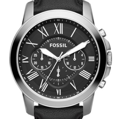 Grant Chronograph Black Leather Watch
