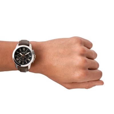 Fossil grant outlet chronograph leather watch