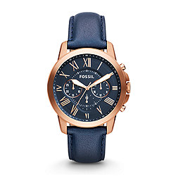 Grant Chronograph Navy Leather Watch