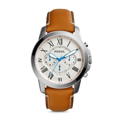 Grant Chronograph Tan Leather Watch - Fossil