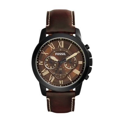 Grant Chronograph Brown Leather Watch FS5088 Fossil