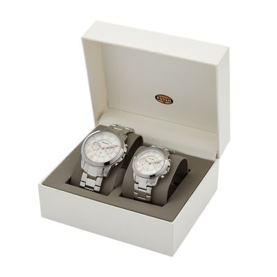 Grant Chronograph Stainless Steel Watch Box Set - Fossil
