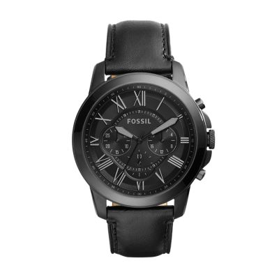 grant chronograph black leather watch