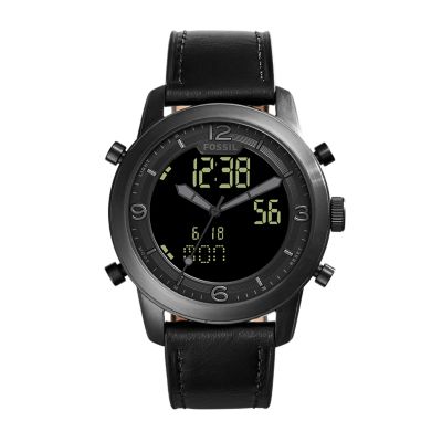 black analog digital watch