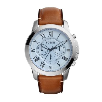 Grant Chronograph Light Brown Leather Watch - Fossil