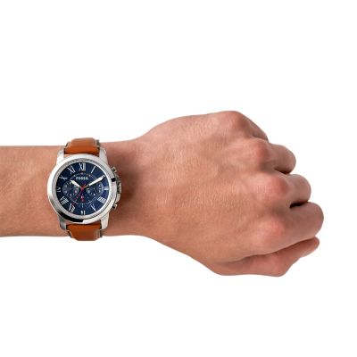 Fossil grant sale chronograph leather watch