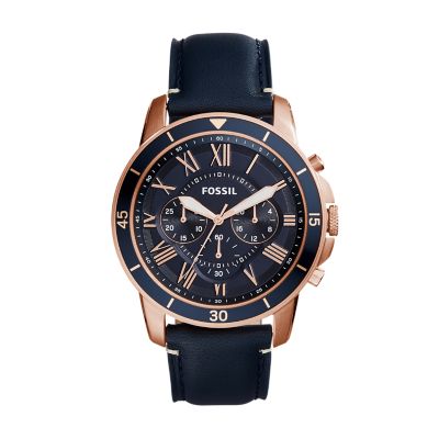 Grant Sport Chronograph Blue Leather Watch