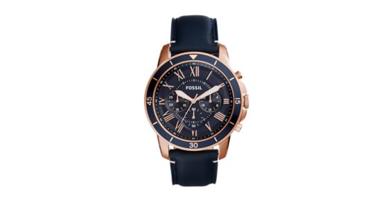 fossil grant chronograph blue