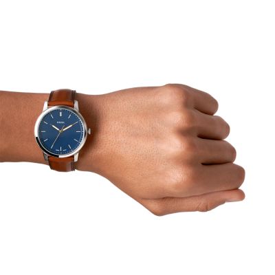 The Minimalist Slim Three-Hand Light Brown Leather Watch - FS5304 - Fossil