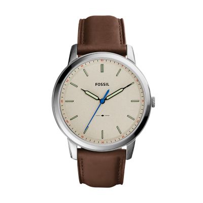 The Minimalist Slim Three Hand Light Brown Leather Watch FS5304 Fossil