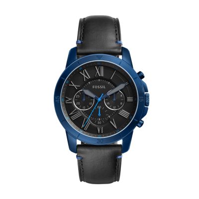 Fossil grant sport outlet chronograph blue leather watch