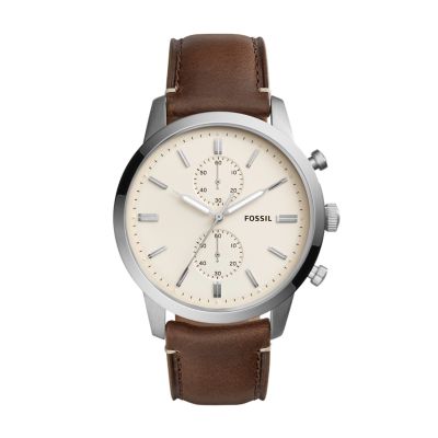 Townsman 44 mm Chronograph Brown Leather Watch FS5350 Fossil