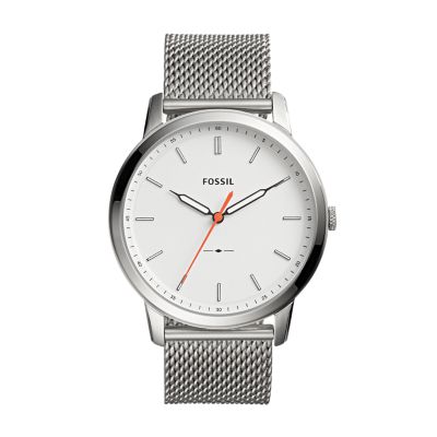 Fossil Minimalist Men's Watch with Leather or Stainless Steel Band,  Chronograph or Analog Watch Display with Slim Case Design