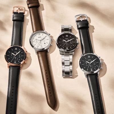 Fossil Nate Reloj cronógrafo de dos tonos para hombre con esfera negra –  Watches of America