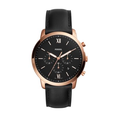 Neutra Chronograph Black Leather Watch 