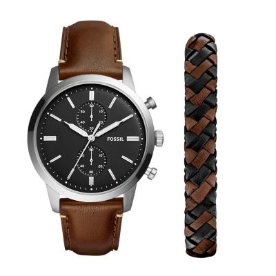 Townsman Chronograph Amber Leather Watch FS5522 Fossil