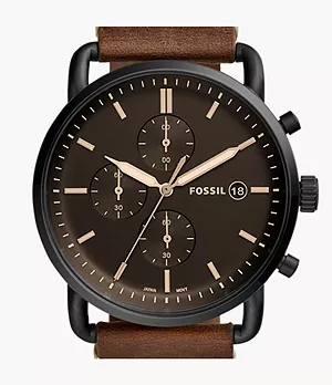 The Commuter Chronograph Brown Leather Watch