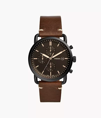 Fossil The Commuter Chronograph Brown Leather Watch $45.00