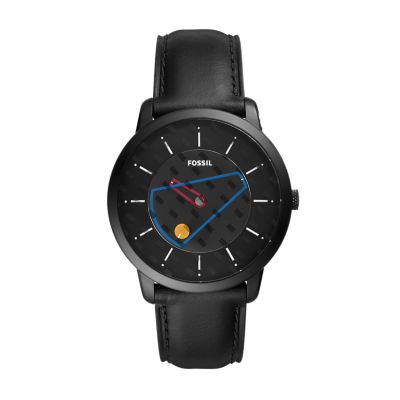 The Minimalist Three Hand Black Leather Watch FS5398 Fossil