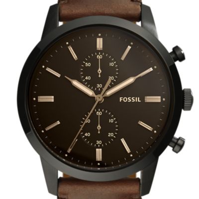 Reloj Townsman de 44 mm de piel marrón con cronógrafo