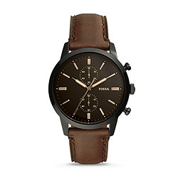Townsman 44 mm Chronograph Brown Leather Watch