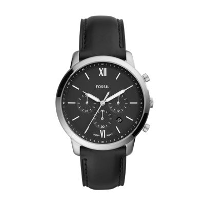 Neutra Chronograph Black Leather Watch - FS5452 - Fossil