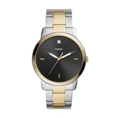 The Minimalist Carbon Series Three Hand Two Tone Stainless Steel Watch