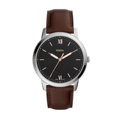 Fossil minimalist shop watch black leather