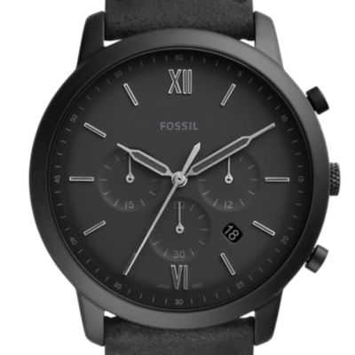 mens black leather watch