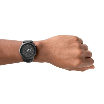 FS5503 Watch Leather Neutra Black - - Fossil Chronograph