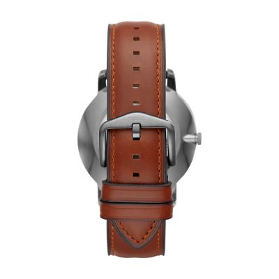 The Minimalist Three Hand Amber Leather Watch FS5513 Fossil