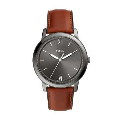 The Minimalist Three-Hand Amber Leather Watch FS5513 Fossil | sites ...