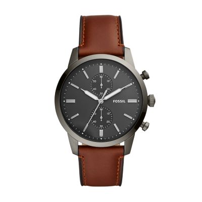 Montre Chronographe Townsman En Cuir Ambre