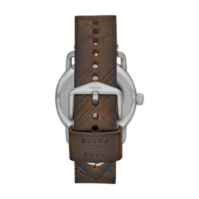 The Commuter Three Hand Brown Leather Watch FS5528 Fossil