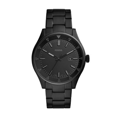 Belmar Three Hand Date Black Stainless Steel Watch