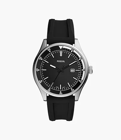 Belmar Three-Hand Date Black Silicone Watch