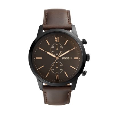 Townsman Chronograph Brown Leather Watch - Fossil