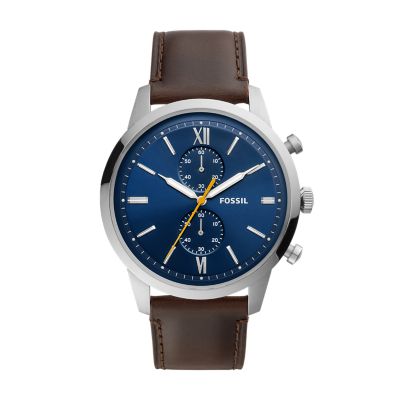 Townsman Chronograph Brown Leather Watch - Fossil