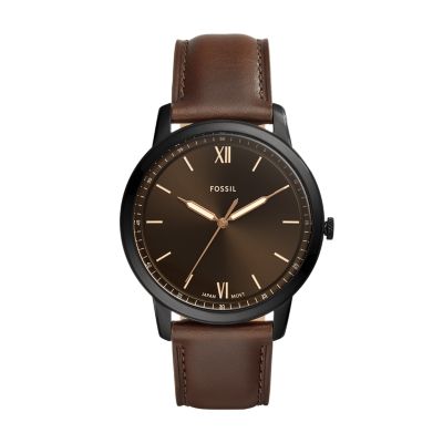 Orologio The Minimalist a tre sfere con cinturino in pelle marrone